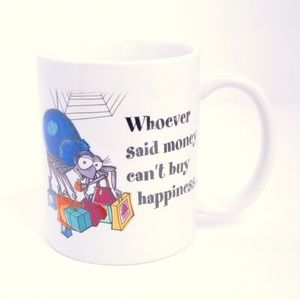 Cute spider shopaholic money buy happiness mug